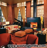 The lobby lounge at the