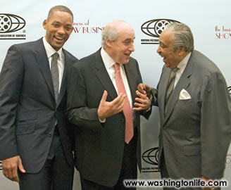 Will Smith, Dan Glickman and Rep. Charlie Rangel backstage prior to the opening session