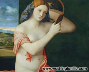 Reproduction of Lady with Mirror by Giovanni Bellini