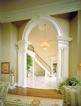 Doorway arch to the foyer, as seen from the formal living room.