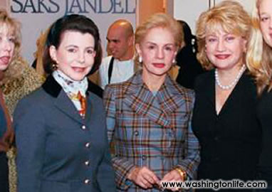 JoAnn Mason, Carolina Herrera, and Hilda Ochoa-Brillembourg at Saks Jandel&rsquo;s Holiday Brunch, February 2003