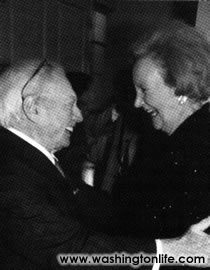 Isaac Stern and Katherine Graham at Isaac Stern&rsquo;s birthday, 2001