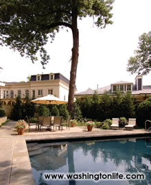 Flagstone patio and pool.