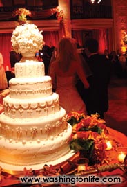 The groom’s Navy sword was used to cut the cake