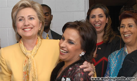 Senator Hillary Clinton with Kuwaiti honorees from left to right Lulwa Al-Mulla, Rola Dashti and Fatma Hussein