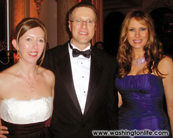 Slovenian Ambassador Samuel Zbogar (center) with his wife, Maja (left) and Slovenian-born Melania Trump (right)