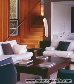 The double-height "great room" has a 