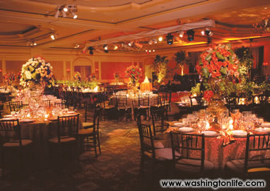 Antique tables were flown in to add an old-world look