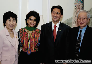 TOSHIKO KATO, SHAMIN JAWAD, AFGHAN AMB. SAID JAWAD AND JAPANESE AMB. RYOZO KATO