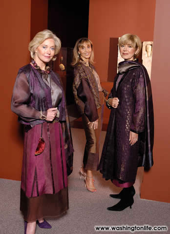 SERPIL AYASLI and MARY OURISMAN Gala Committee Members and Benefactors, and MEVHIBE (“MIMI”) LOGOGLU, wife of Turkish Ambassador O. Faruk Logoglu, all wearing the designs and accessories of GONUL PAKSOY