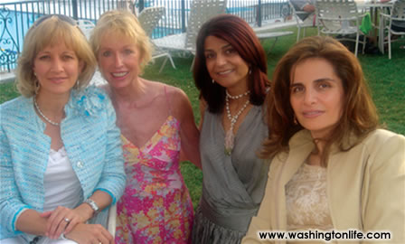 NOHRA PASTRANA (wife of former Colombian Ambassador ANDRÉS PASTRANA), Coach KATHY KEMPER, SHAMIM JAWAD (wife of Afghan Ambassador SAID TAYEB JAWA and LUMA KAWAR (wife of Jordanian Ambassador KARIM KAWAR ) 